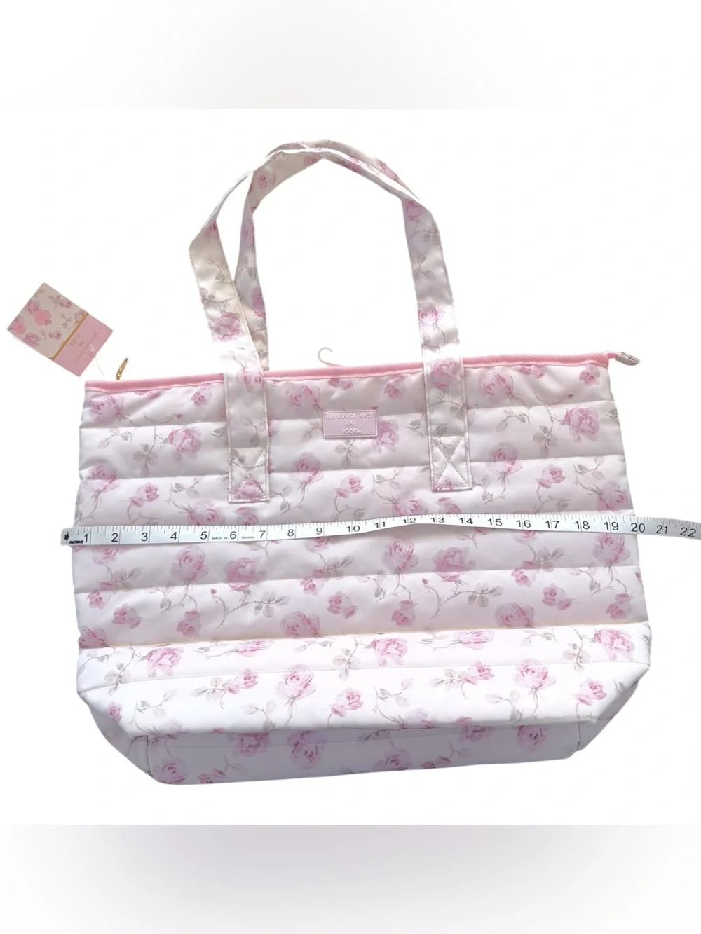 NWT LoveShackFancy x Target Yoobi Ribbon Rosa Quilted Tote Bag Pink Floral